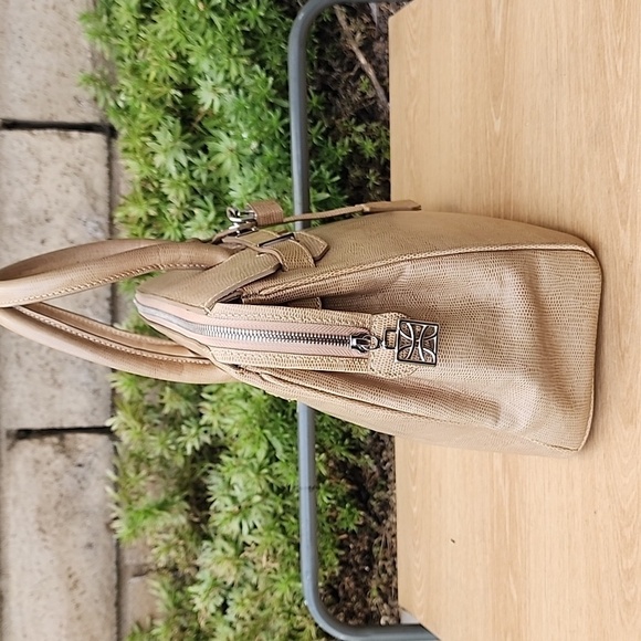 Dorsa Snake Embossed Tan Leather Handbag - Picture 4 of 16